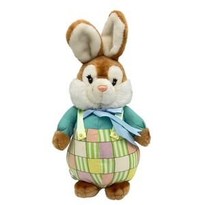 Vtg 1986 Eden Bloomer Bunny Rabbit Plush Toy Stuffed‎ Animal Easter Decor 12"